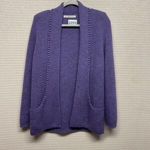 Simply Natural Sweater Womens One Size Purple Alpaca Cardigan Open‎ Front Peru